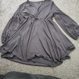 SHEIN Gray Ribbed Top And A Shein Brown Dress